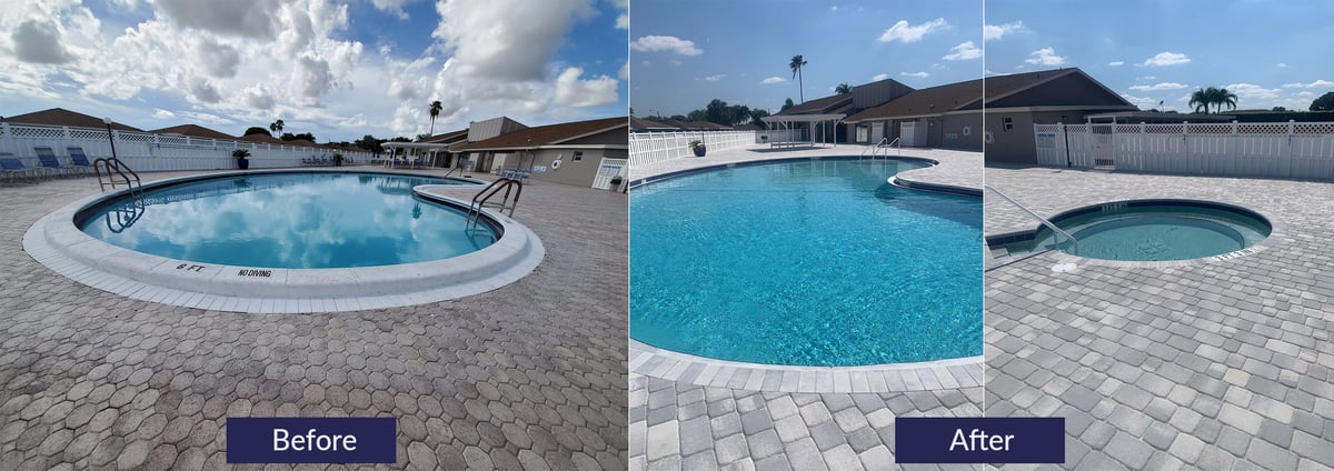 Existing pool and deck removed during a commercial restoration