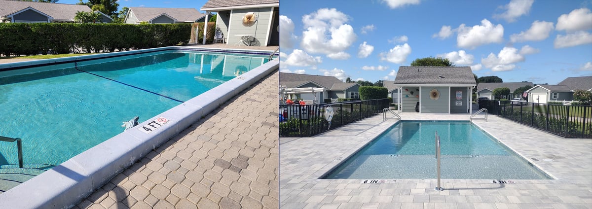 Commercial pool and deck restoration in progress