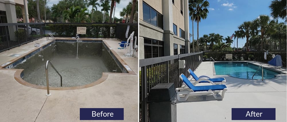 Commercial pool renovation at a Holiday Inn property