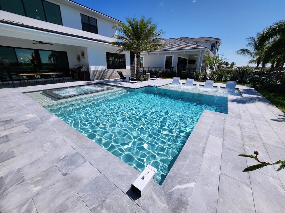 Model home pool at Akel Homes Solana Bay