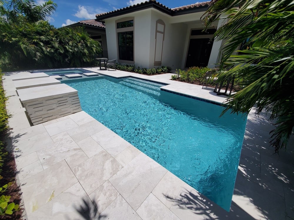 Model home pool for a new construction community