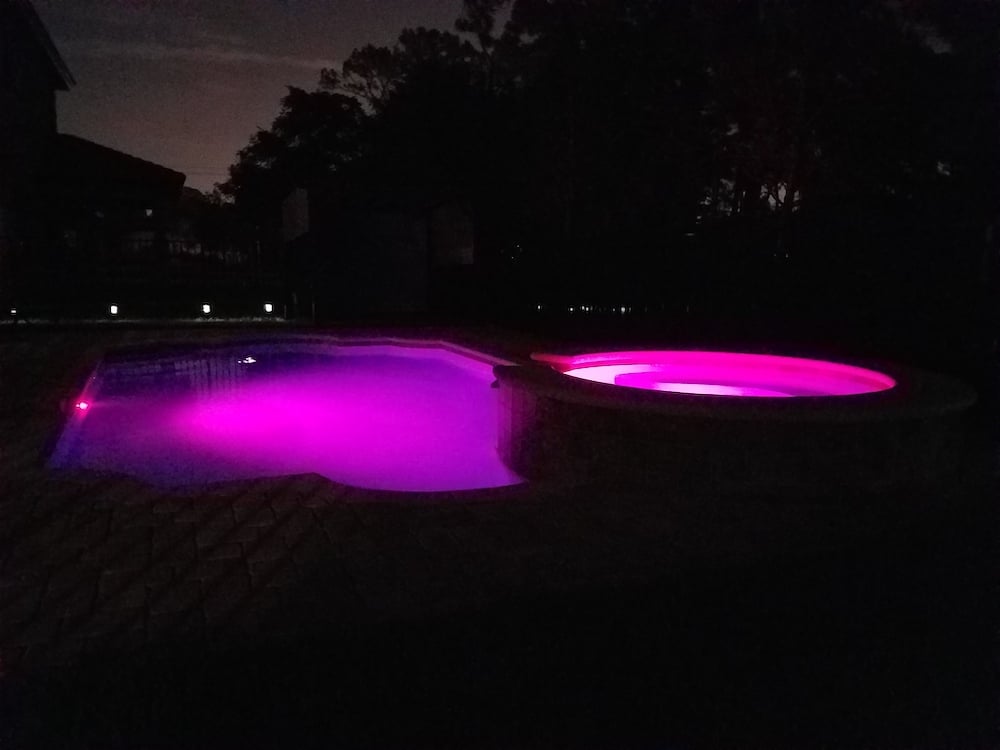 Pool construction - pool lights at night