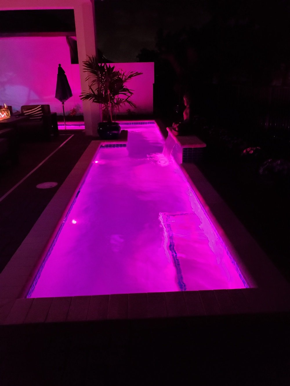 Pool construction - pool lights at night