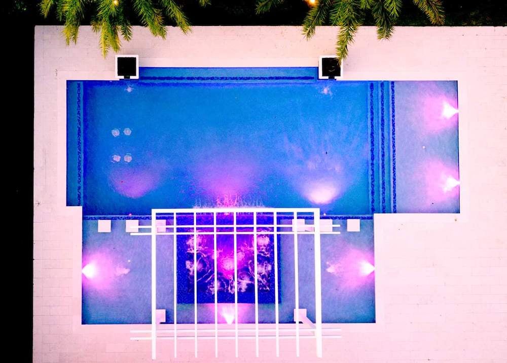Pool construction - pool lights at night