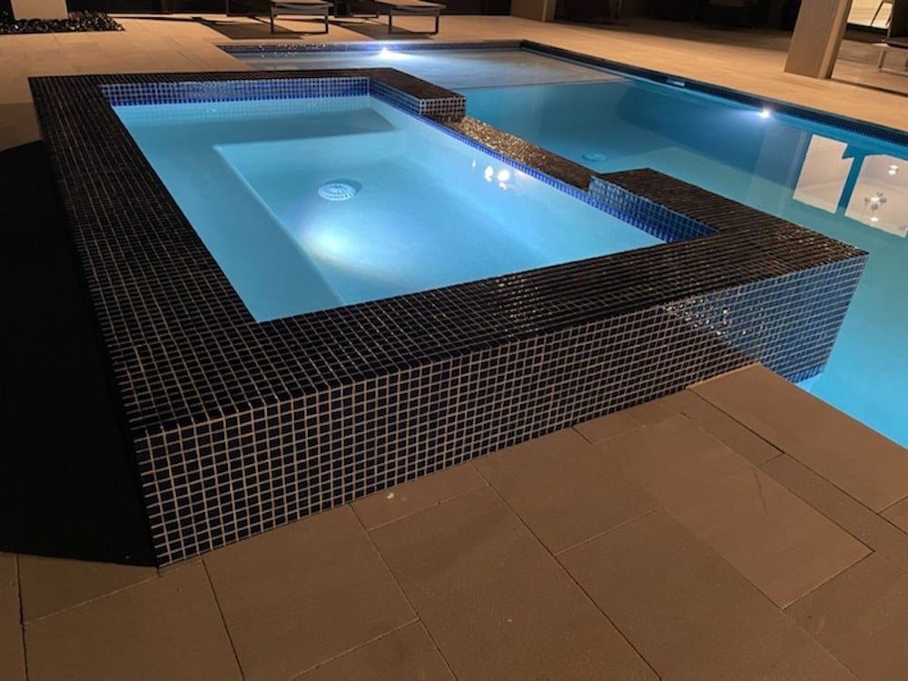 Pool construction - pool lights at night
