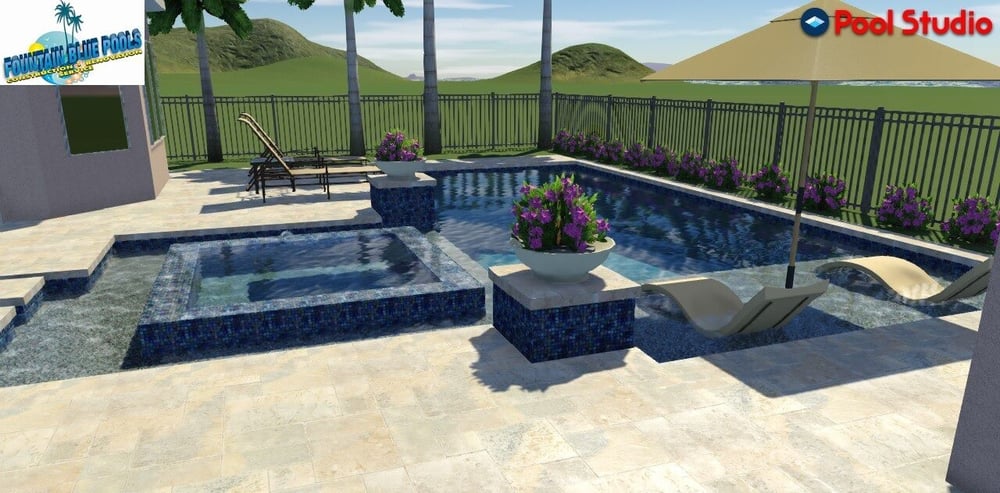 3D pool rendering by the Fountain Blue Pools design team