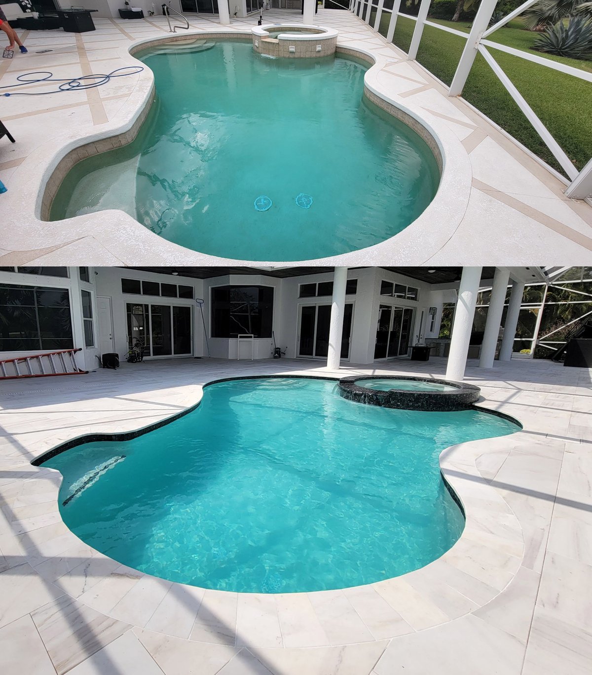 Refreshed pool and deck by Fountain Blue Pools
