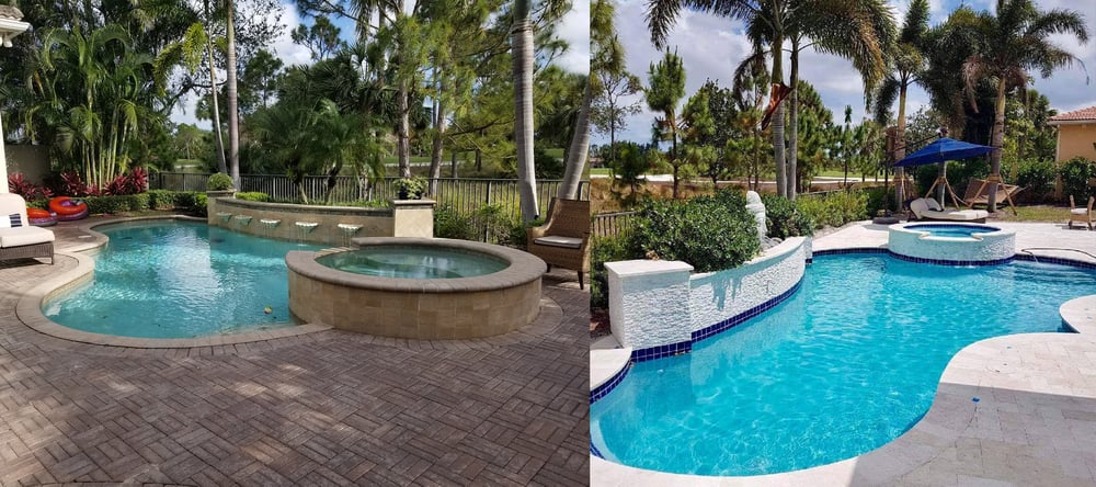 Pool renovation with new plaster and coping